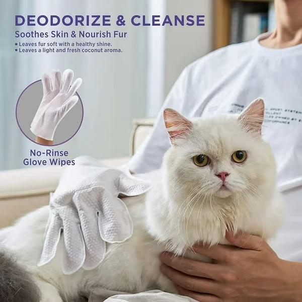 Pet Wipes Gloves for Dogs and Cats – Gentle Grooming, Alcohol-Free, Safe for Paws, Face & Body