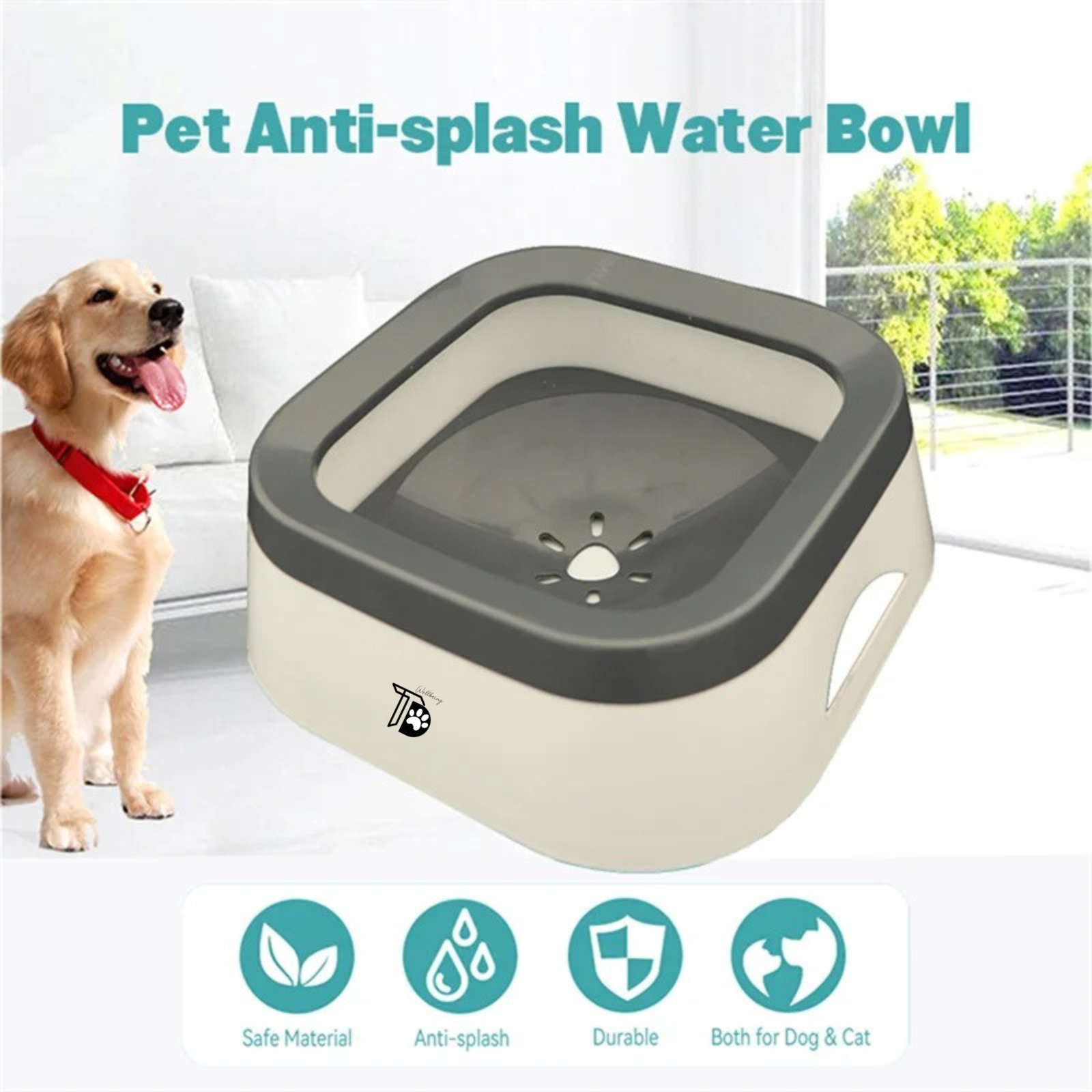 1L Anti-Splash Pet Drinker