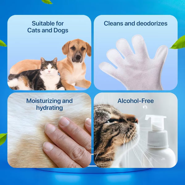 Pet Wipes Gloves for Dogs and Cats – Gentle Grooming, Alcohol-Free, Safe for Paws, Face & Body
