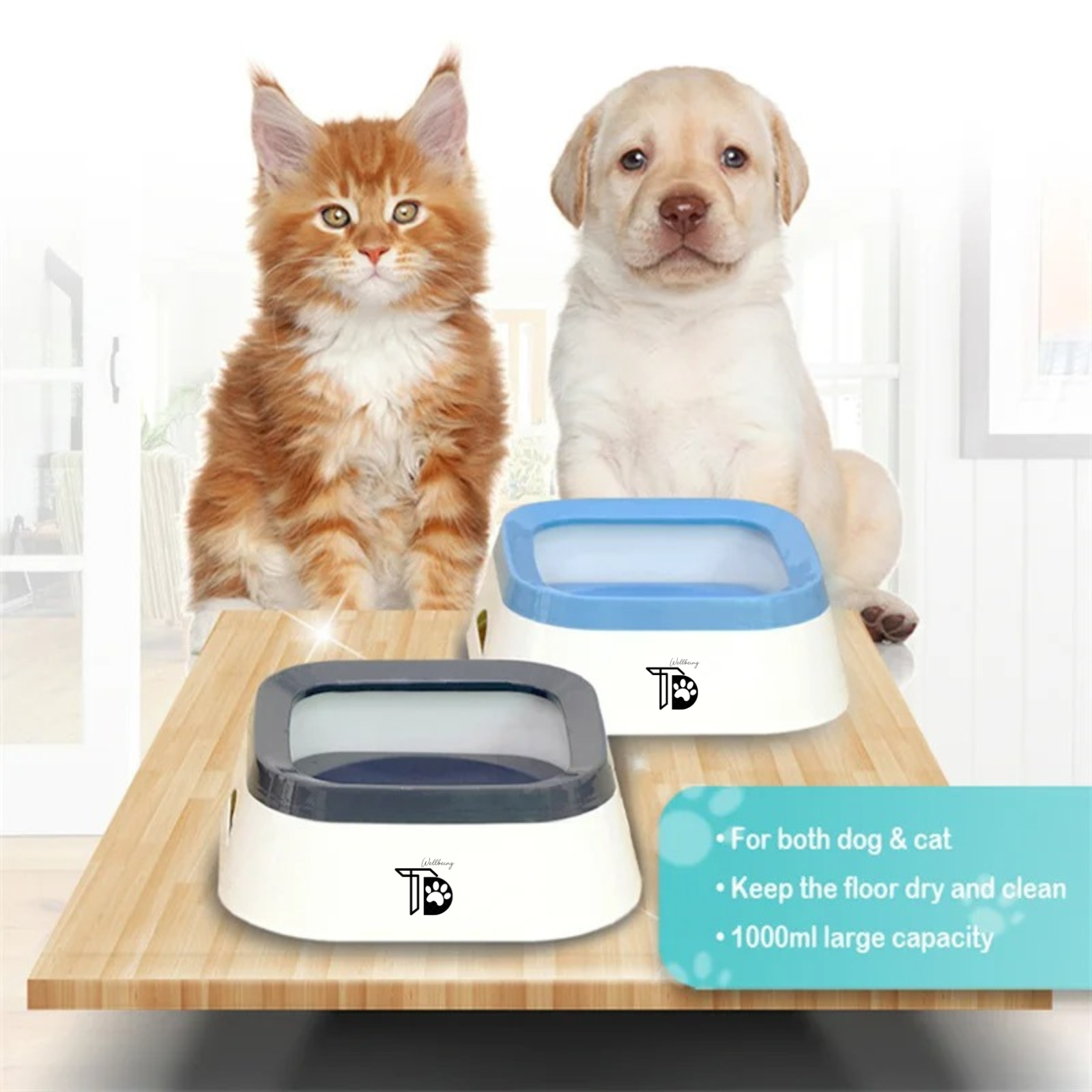 1L Anti-Splash Pet Drinker