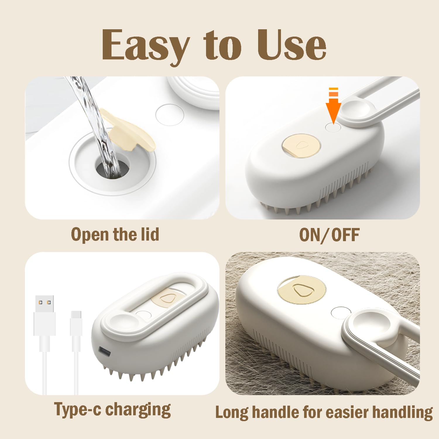 3-in-1 Pet Steam Grooming Brush