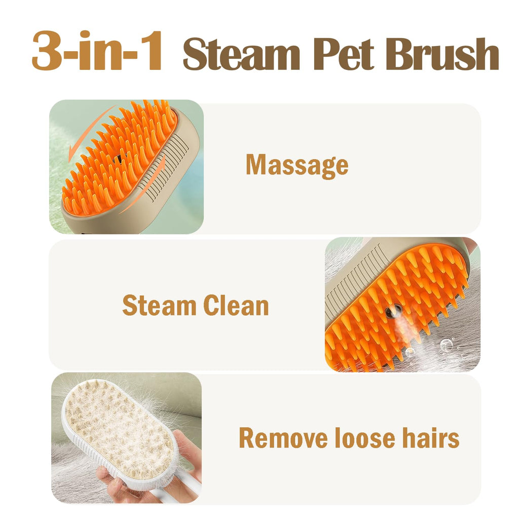 3-in-1 Pet Steam Grooming Brush