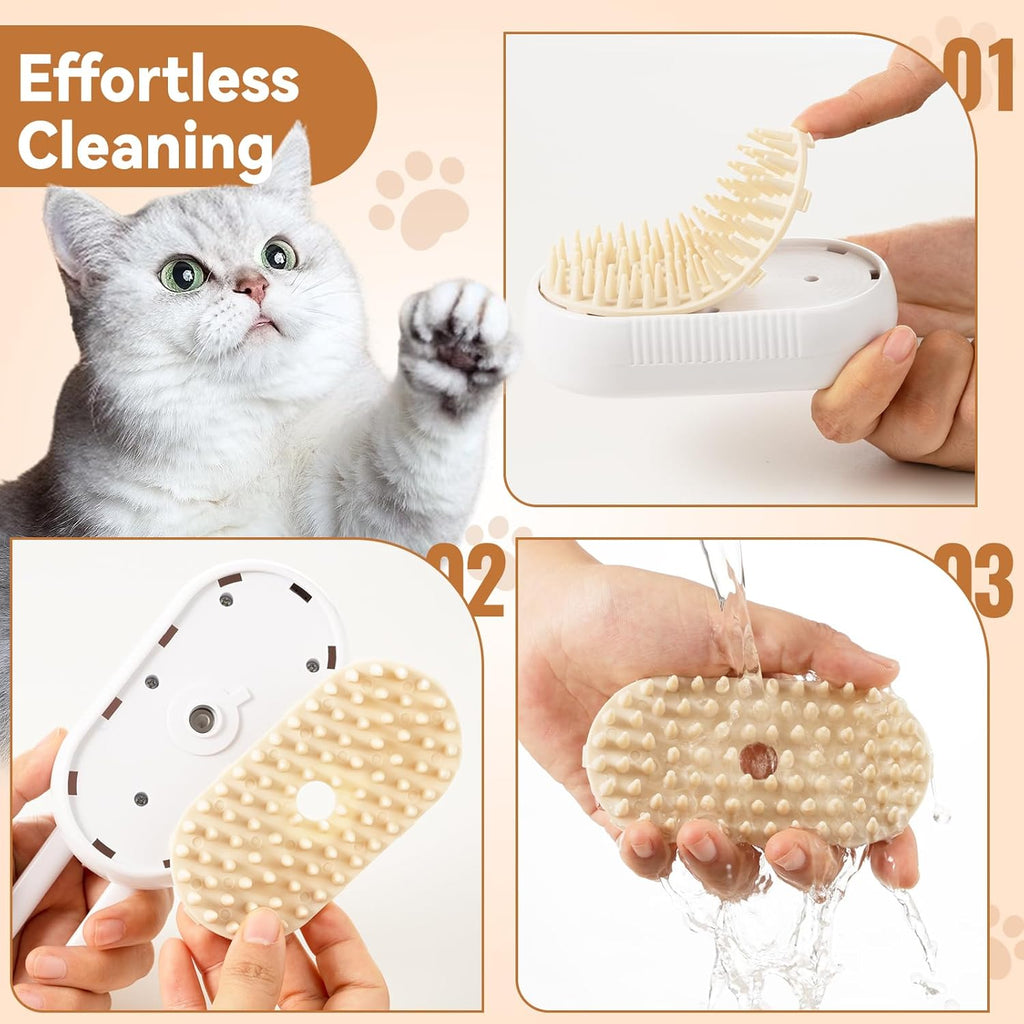3-in-1 Pet Steam Grooming Brush